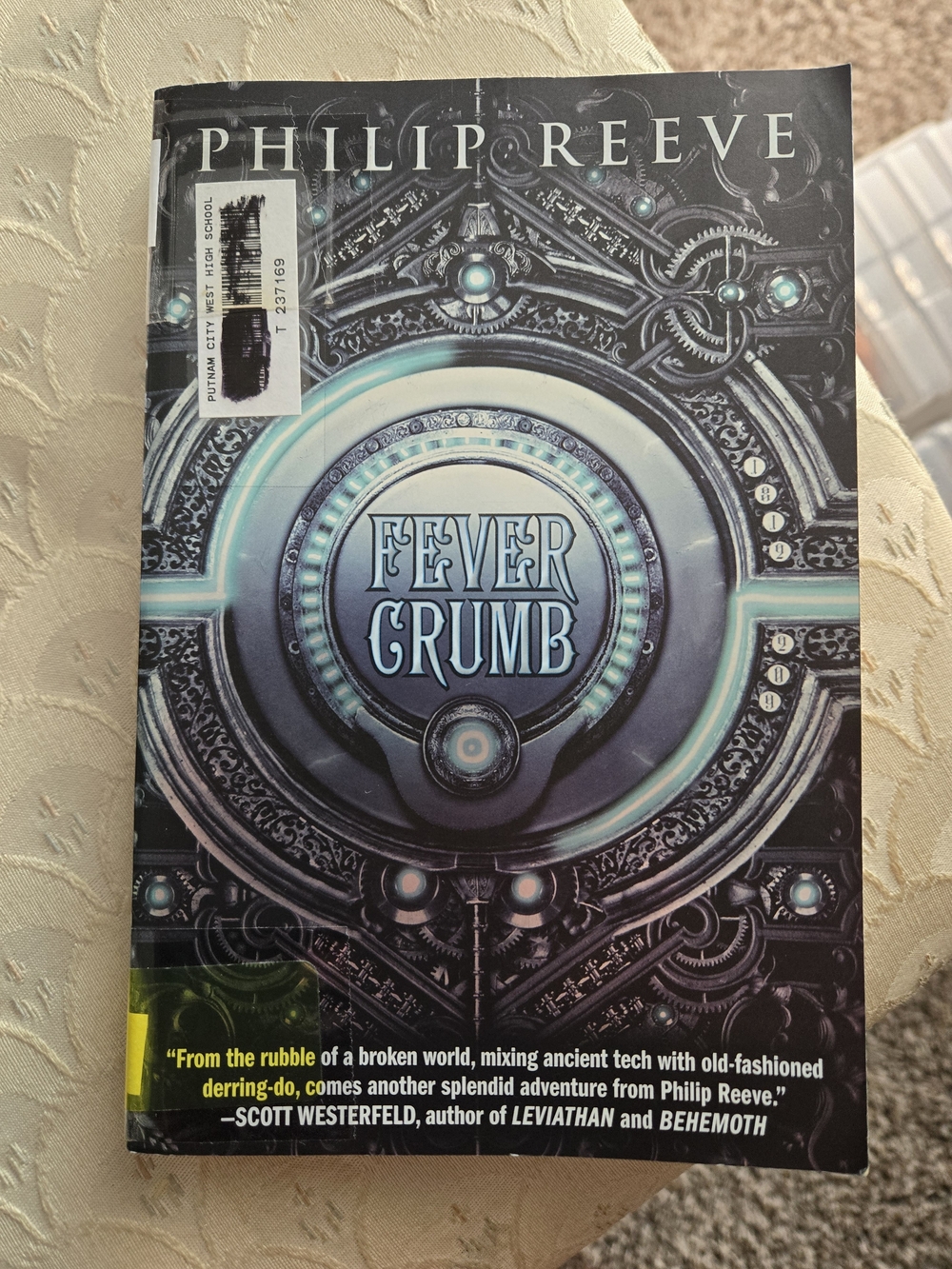 Scholastic Fever Crumb Book Cover in Teal, Black and Silver